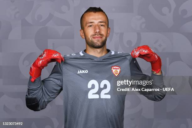 Damjan Siskovski of North Macedonia poses during the official UEFA Euro 2020 media access day at JW Marriot on June 09, 2021 in Bucharest, Romania.