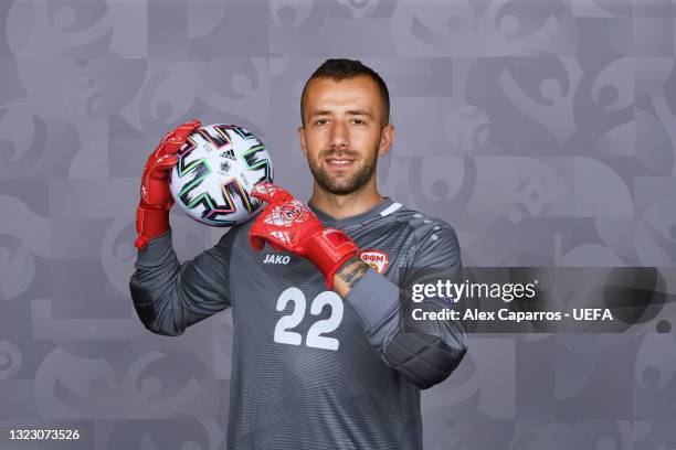 Damjan Siskovski of North Macedonia poses during the official UEFA Euro 2020 media access day at JW Marriot on June 09, 2021 in Bucharest, Romania.