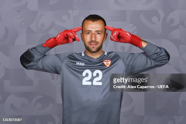 Damjan Siskovski of North Macedonia poses during the official UEFA Euro 2020 media access day at JW Marriot on June 09, 2021 in Bucharest, Romania.