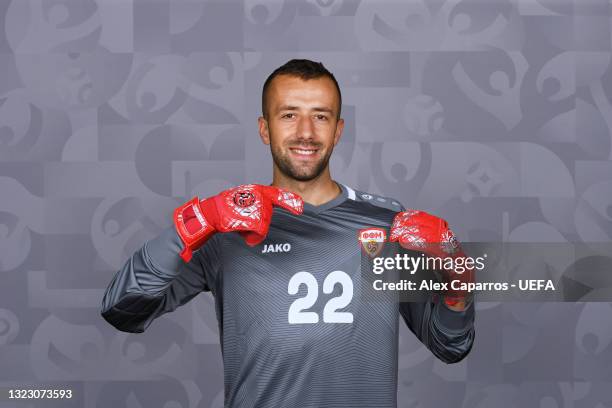 Damjan Siskovski of North Macedonia poses during the official UEFA Euro 2020 media access day at JW Marriot on June 09, 2021 in Bucharest, Romania.