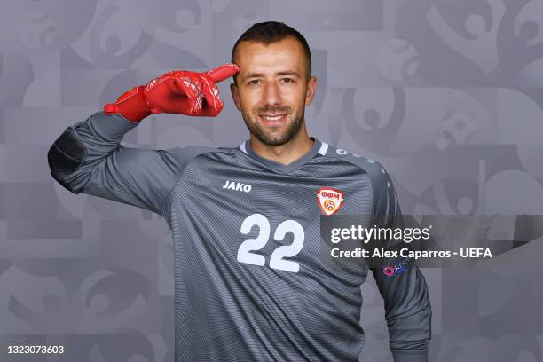 Damjan Siskovski of North Macedonia poses during the official UEFA Euro 2020 media access day at JW Marriot on June 09, 2021 in Bucharest, Romania.