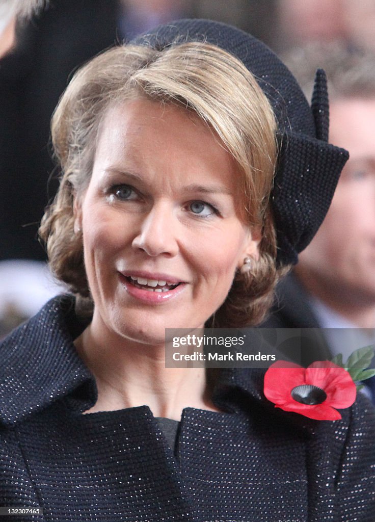 Princess Mathilde Of Belgium Attends Last Post Ceremony On Armistice Day