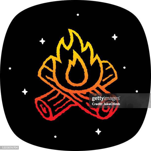 campfire doodle 3 - fire pit outside stock illustrations