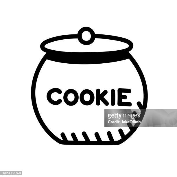 stockillustraties, clipart, cartoons en iconen met de kruikkrabbel 5 van het koekje - pot met koekjes