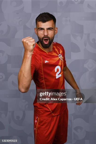 Egzon Bejtulai of North Macedonia poses during the official UEFA Euro 2020 media access day at JW Marriot on June 09, 2021 in Bucharest, Romania.