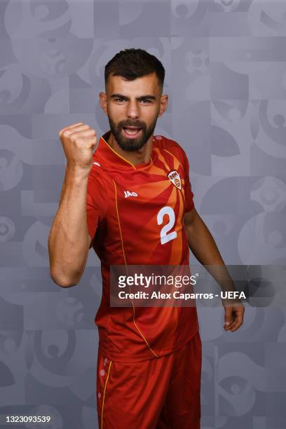 Egzon Bejtulai of North Macedonia poses during the official UEFA Euro 2020 media access day at JW Marriot on June 09, 2021 in Bucharest, Romania.