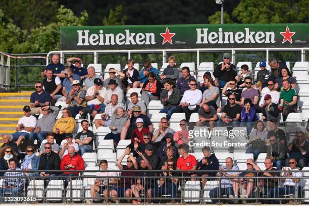 Spectators watch the action during the Vitality T20 Blast match between Durham Cricket and Yorkshire Vikings at Emirates Riverside on June 11, 2021...