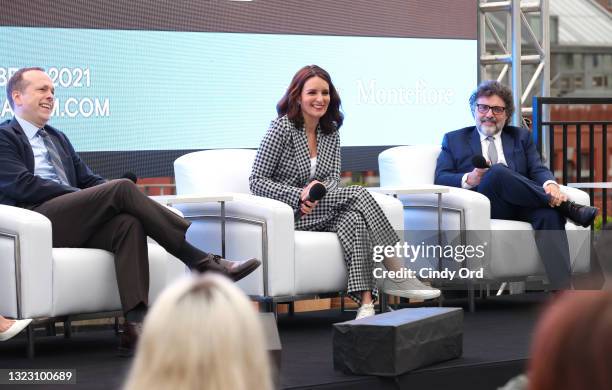 Robert Carlock, Tina Fey and Jeff Richmond speak during the 2021 Tribeca Festival Tribeca Talks: Tina Fey & Co. At Spring Studios on June 11, 2021 in...