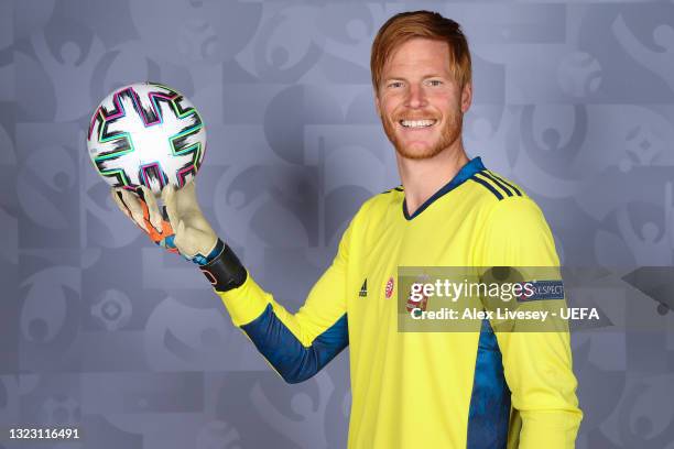 Adam Bogdan of Hungary poses during the official UEFA Euro 2020 media access day on June 10, 2021 in Budapest, Hungary.