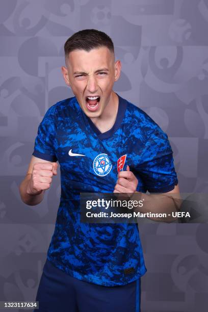 Robert Bozenik of Slovakia poses during the official UEFA Euro 2020 media access day on June 10, 2021 in Saint Petersburg, Russia.
