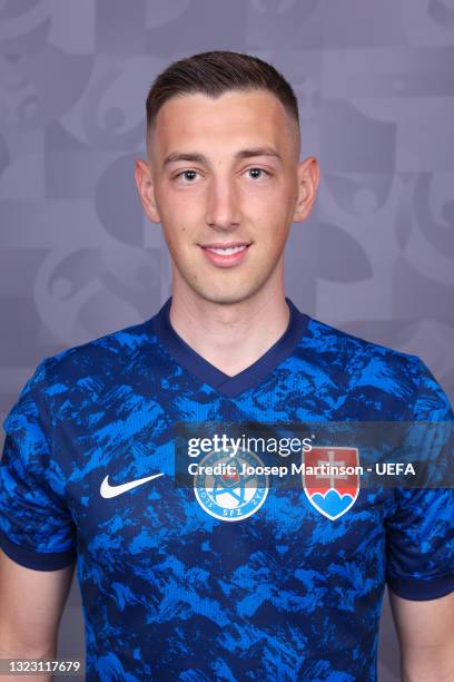 Robert Bozenik of Slovakia poses during the official UEFA Euro 2020 media access day on June 10, 2021 in Saint Petersburg, Russia.