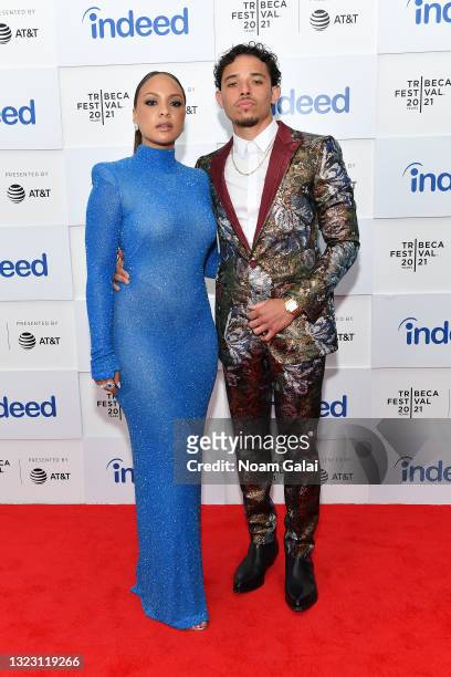 Jasmine Cephas Jones and Anthony Ramos attend STARZ’s "Blindspotting" premiere at Tribeca Film Festival at Hudson Yards on June 11, 2021 in New York...