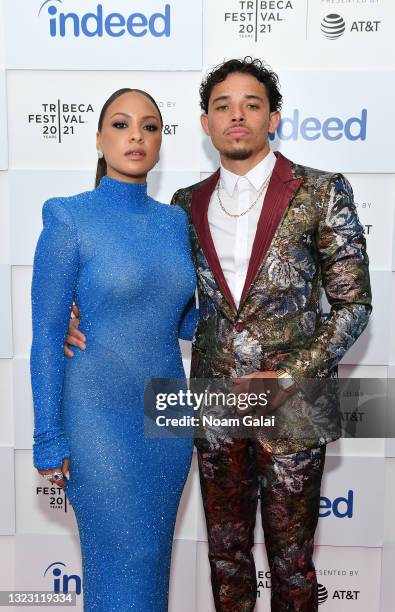 Jasmine Cephas Jones and Anthony Ramos attend STARZ’s "Blindspotting" premiere at Tribeca Film Festival at Hudson Yards on June 11, 2021 in New York...