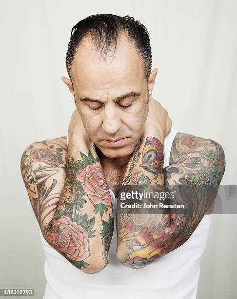 studio portrait - tattoo closeup stock pictures, royalty-free photos & images