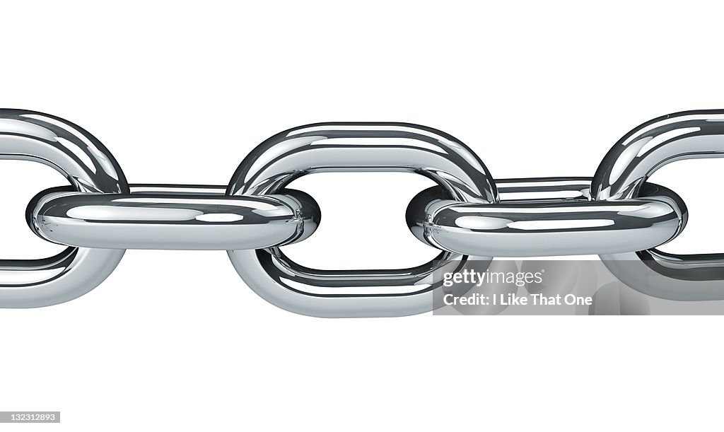 Close-up of chrome steel chain links