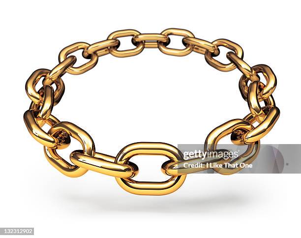 ring of gold chain links - gold chain stockfoto's en -beelden