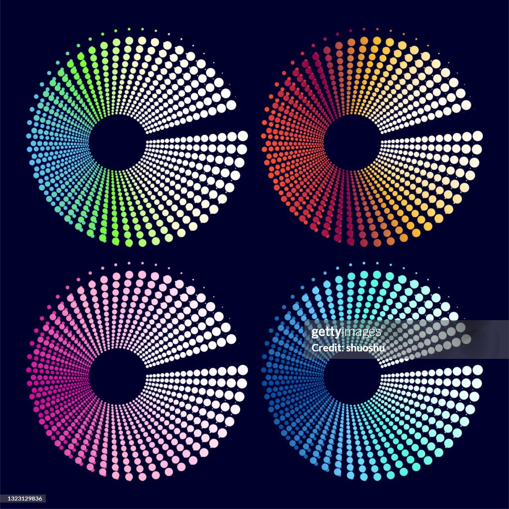 Set Of Colors Spiral Spots Pattern For Design High-Res Vector Graphic ...