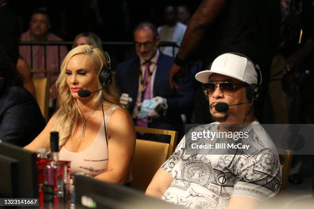 Coco and ICE-T announcing during the celebrity boxing match at Showboat Atlantic City on June 11, 2021 in Atlantic City, New Jersey.