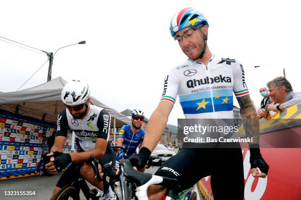 Matteo Pelucchi of taly & Giacomo Nizzolo of Italy and Team Qhubeka Assos at start during the 90th Baloise Belgium Tour 2021, Stage 4 a 152,7km stage...