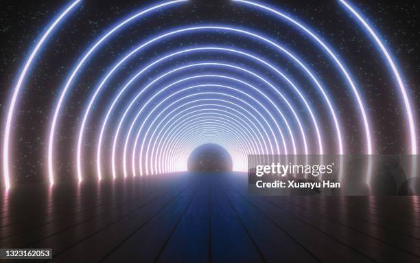 empty futuristic corridor - tunnel photos et images de collection