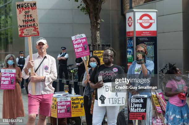 Labour MP for Hackney Dianne Abbott addresses a protest demanding the removal of the statue on June 12, 2021 in London, England. The Culture...