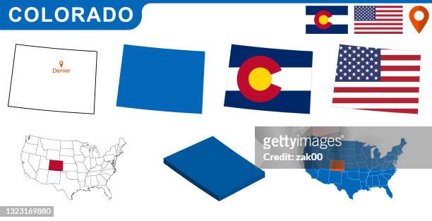 usa state of colorado's map and flag. - turkey country outline stock illustrations