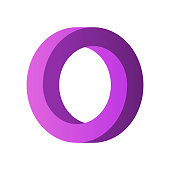 Impossible circle shape. Purple gradient infinite circular shape.