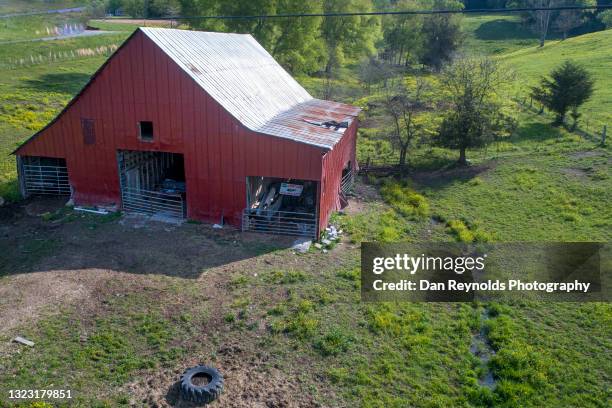 red barn - aerial barn stock pictures, royalty-free photos & images