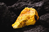uranium ore in mine, mineral radiation concept, radioactive energy