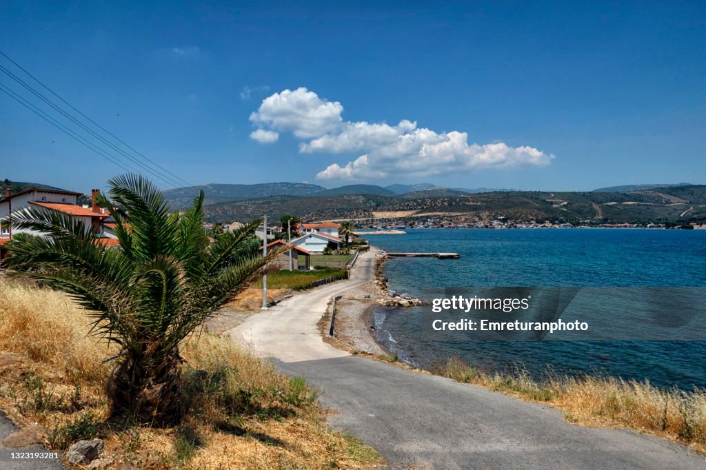 High angle view of Balikliova village in Aegean Turkey.