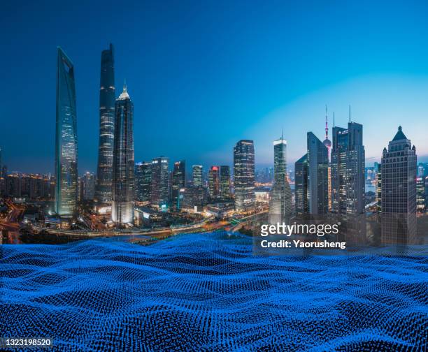 smart city and communication network concept. 5g. iot (internet of things). telecommunication. - digitale transformation stock-fotos und bilder