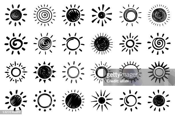 illustrazioni stock, clip art, cartoni animati e icone di tendenza di icone del sole - sunlight