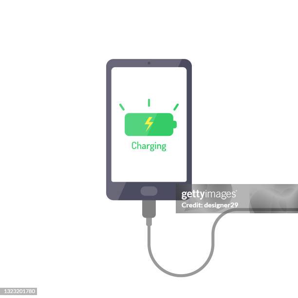 ilustrações, clipart, desenhos animados e ícones de carregando ícone do celular. - cabo usb