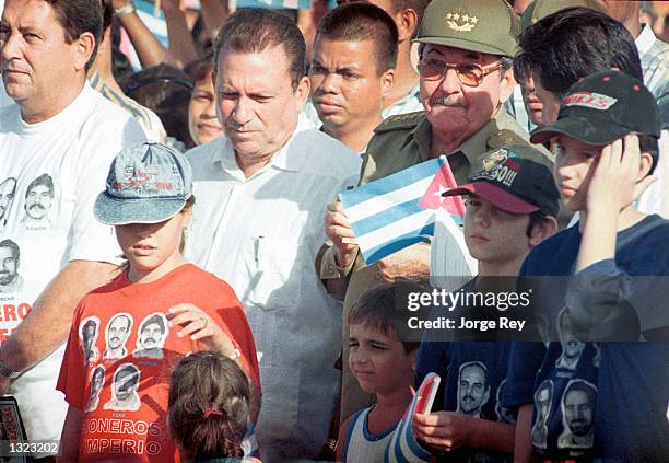 Cuban Armed Forces Minister Raul Castro Ruz attends a rally July 7, 2001 in Bejucal, a town outside of Havana.