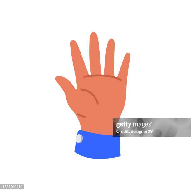 hello and palm hand sign vector design. - stop gesture stock illustrations