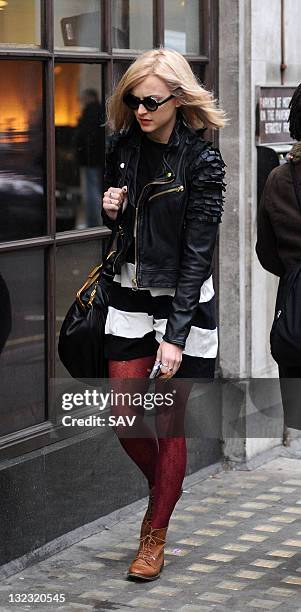 Fearne Cotton pictured arriving at the Radio 1 studios on November 11, 2011 in London, England.