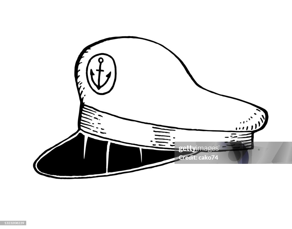 Captain sailor hat hand drawn illustration