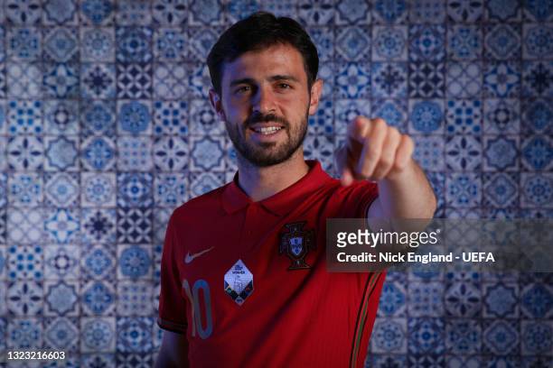 Bernardo Silva of Portugal poses for a photo during the official UEFA Euro 2020 media access day on June 11, 2021 in Budapest, Hungary.