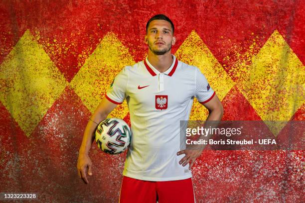 Jakub Swierczok of Poland poses during the official UEFA Euro 2020 media access day on June 06, 2021 in Buk, Poland.