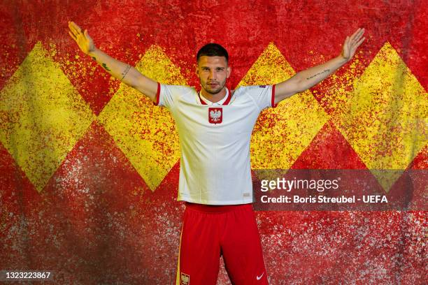 Jakub Swierczok of Poland poses during the official UEFA Euro 2020 media access day on June 06, 2021 in Buk, Poland.