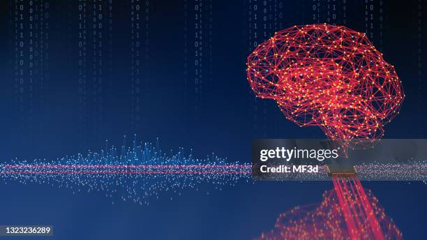 artificial intelligence concept brain with cpu - machine learning stock pictures, royalty-free photos & images