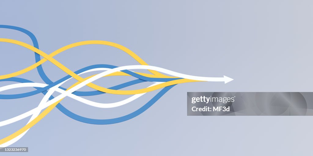 Infográfico de fusão de setas abstratas