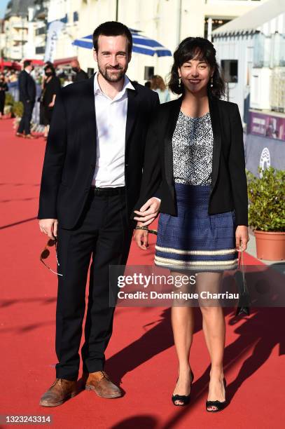 Grégoire Leprince-Ringuet and Pauline Caupenne attend the 35th Cabourg Film Festival - Day Four on June 12, 2021 in Cabourg, France.