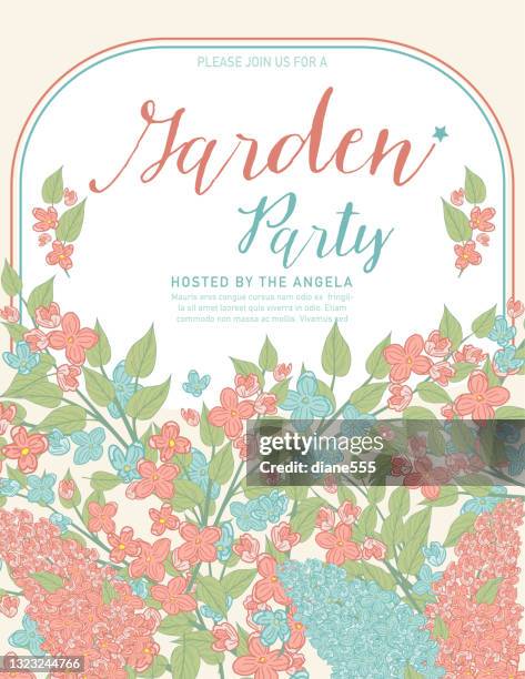 garden party invitation template - seringa stock illustrations