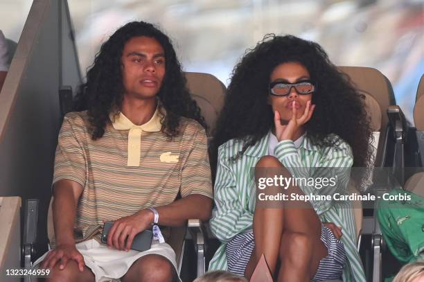 Tina Kuneley Cassel with her brother Zakari Kunakey attend the French Open 2021 at Roland Garros on June 12, 2021 in Paris, France.