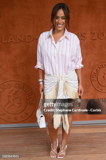 Amel Bent attends the French Open 2021 at Roland Garros on June 12, 2021 in Paris, France.