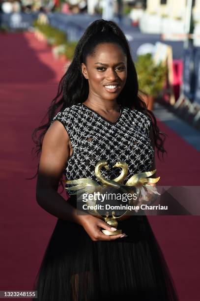 Maïmouna Doucouré awarded best first romantic film 35th Cabourg Film Festival - Day Four on June 12, 2021 in Cabourg, France.