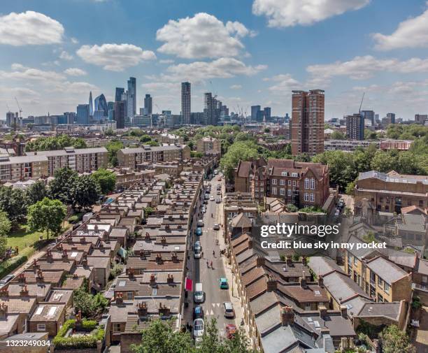 a high angle view of columbia road - hackney london stock pictures, royalty-free photos & images