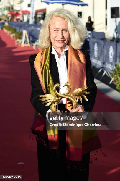 Brigitte Fossey receives an honorary Swann during the 35th Cabourg Film Festival - Day Four on June 12, 2021 in Cabourg, France.