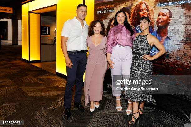 Of Avenida Productions, Nelson Grande, CEO of Avenida Productions, Fanny Grande, Marilyn Camacho and Lynette Coll attend "In The Heights" theatre...